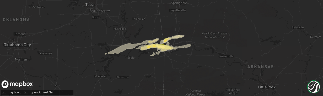 Hail map in Roland, OK on April 24, 2014