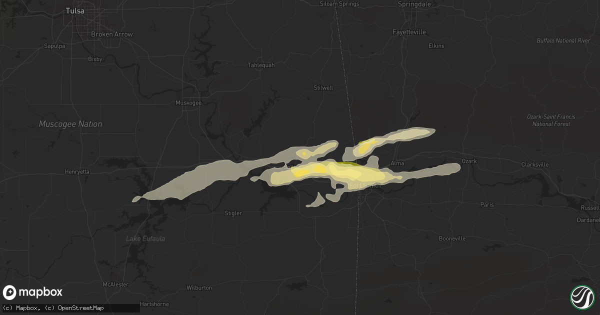 Hail map in Sallisaw, OK on April 24, 2014
