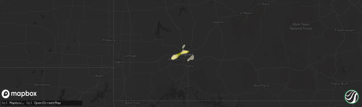 Hail map in Springfield, MO on April 24, 2014