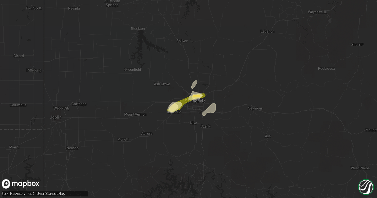 Hail map in Springfield, MO on April 24, 2014