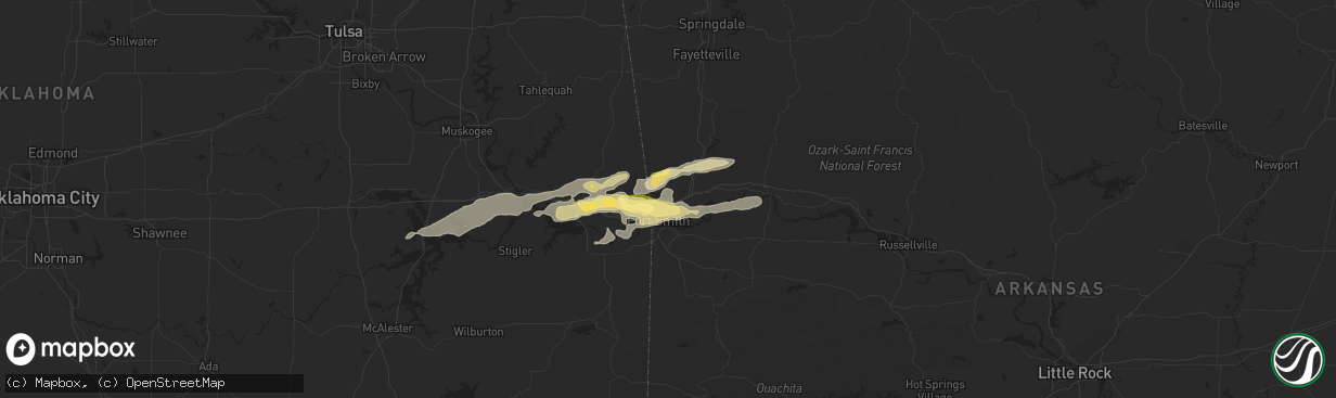 Hail map in Van Buren, AR on April 24, 2014