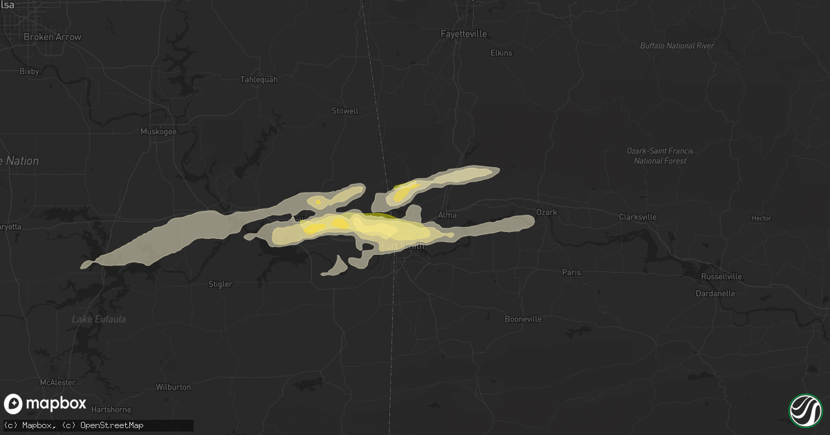 Hail map in Van Buren, AR on April 24, 2014