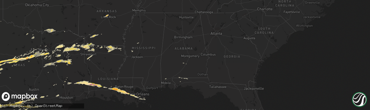 Hail map in Alabama on April 24, 2015