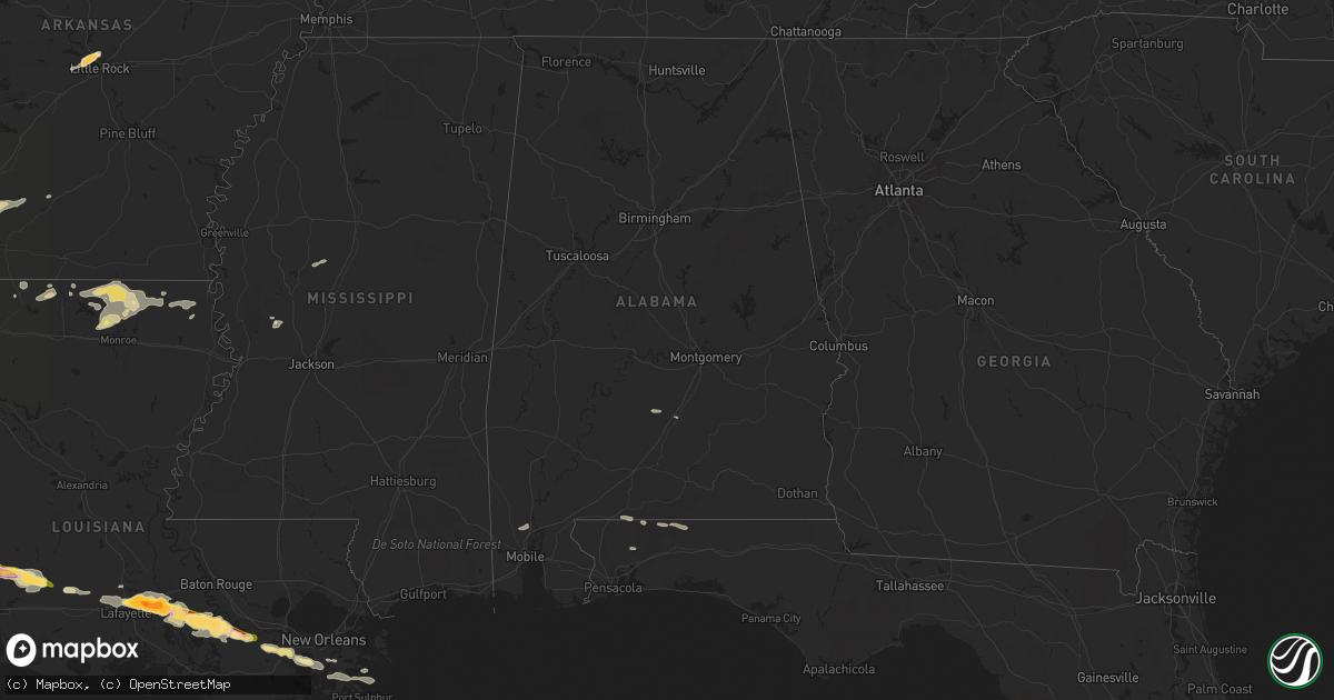 Hail map in Alabama on April 24, 2015