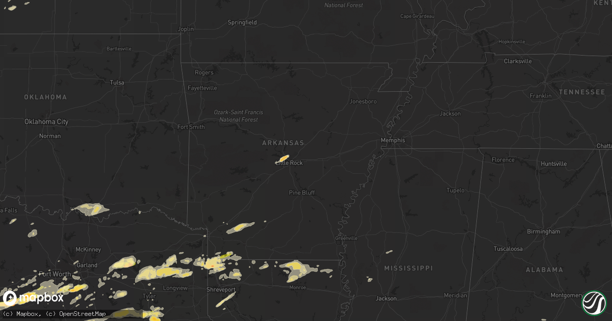 Hail map in Arkansas on April 24, 2015