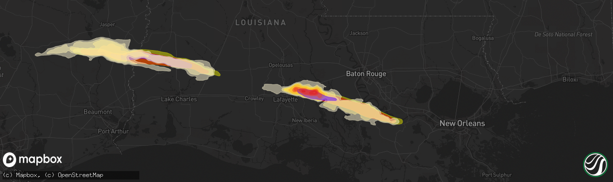 Hail map in Breaux Bridge, LA on April 24, 2015