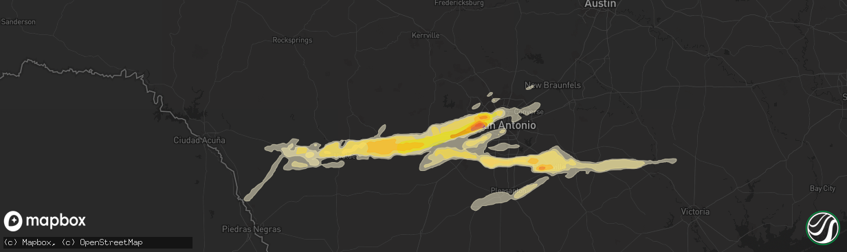 Hail map in Hondo, TX on April 24, 2015