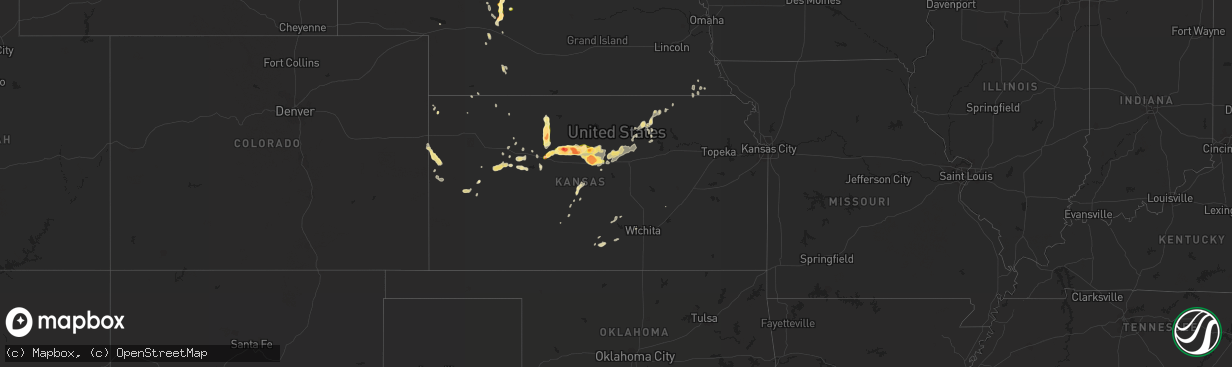 Hail map in Kansas on April 24, 2015