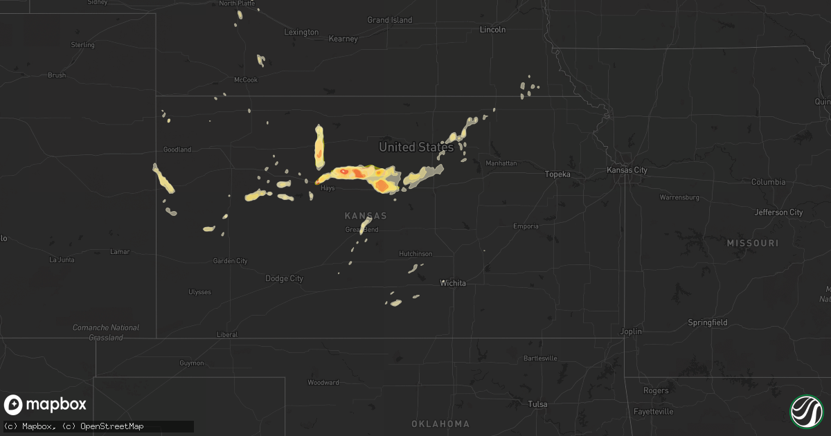 Hail map in Kansas on April 24, 2015
