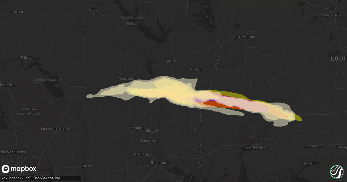 Hail map in Kirbyville, TX on April 24, 2015