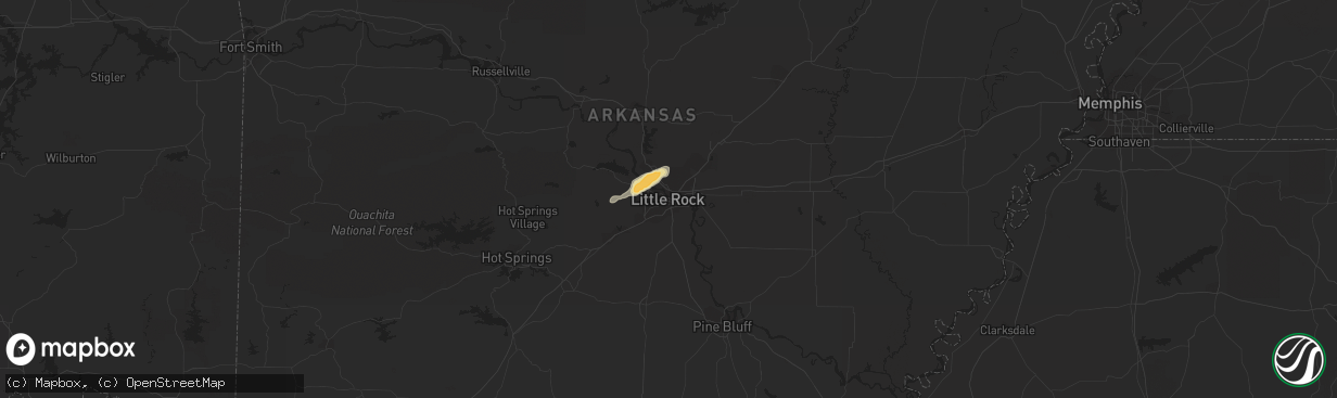 Hail map in Little Rock, AR on April 24, 2015