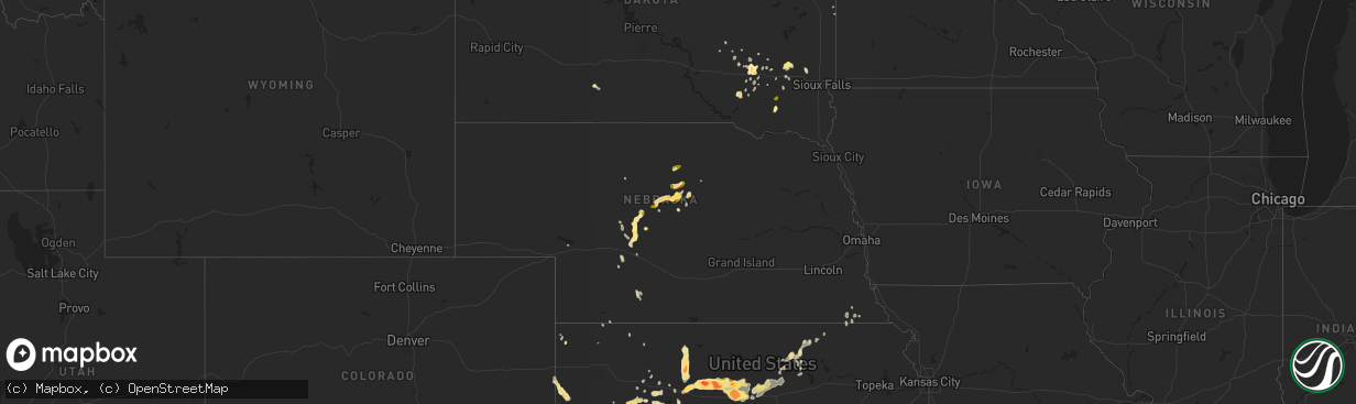 Hail map in Nebraska on April 24, 2015