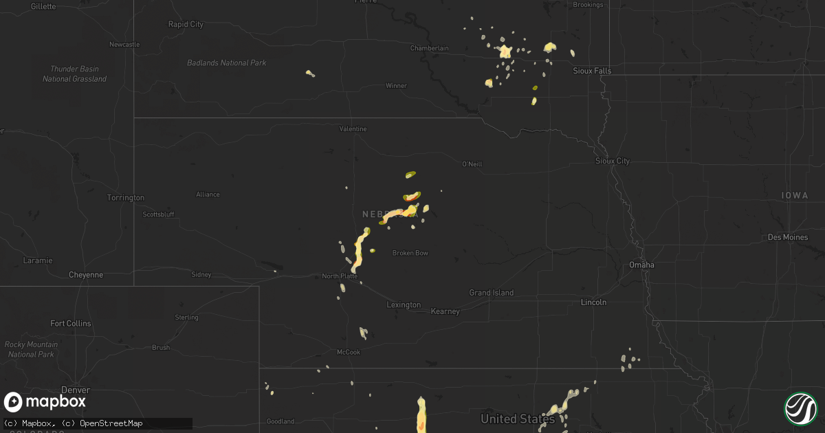 Hail map in Nebraska on April 24, 2015