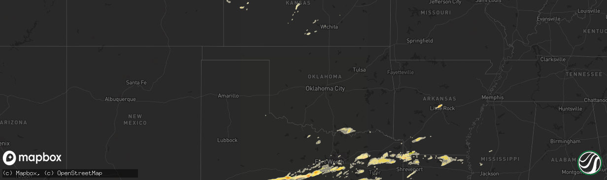 Hail map in Oklahoma on April 24, 2015