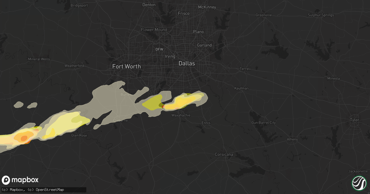 Hail map in Red Oak, TX on April 24, 2015