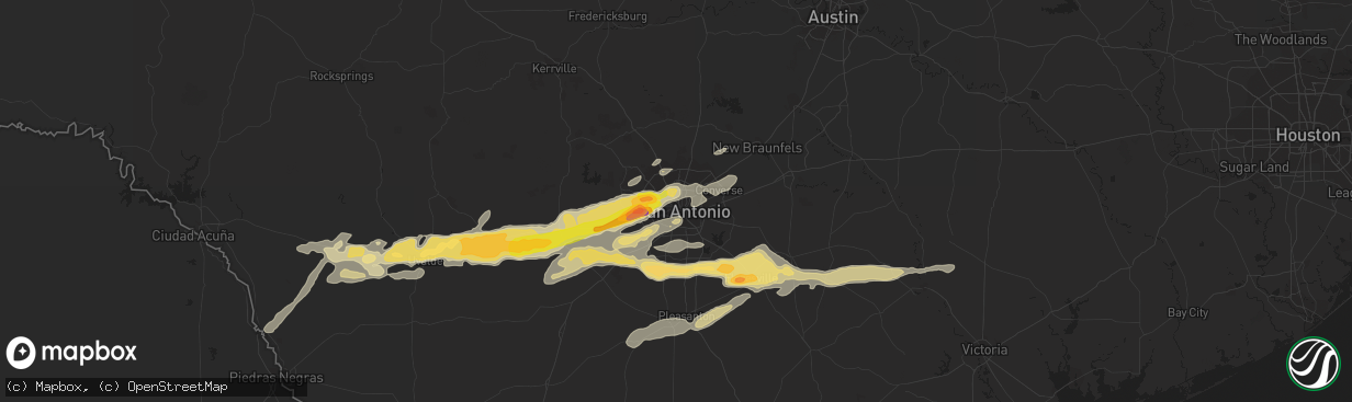 Hail map in San Antonio, TX on April 24, 2015