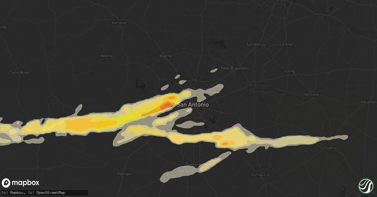 Hail map in San Antonio, TX on April 24, 2015