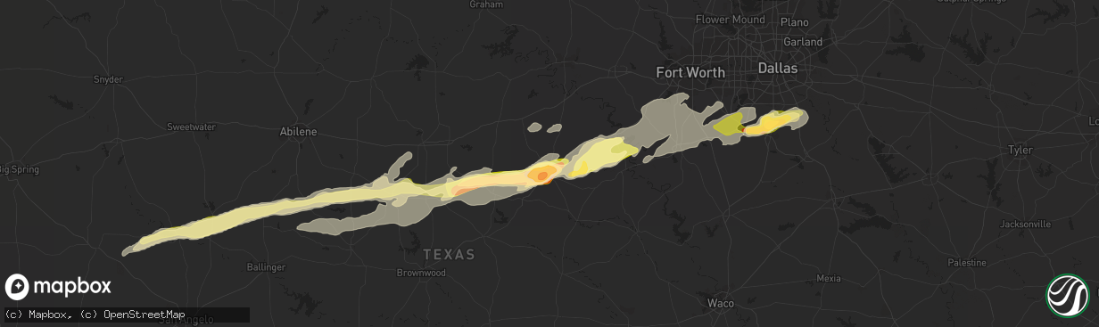 Hail map in Stephenville, TX on April 24, 2015