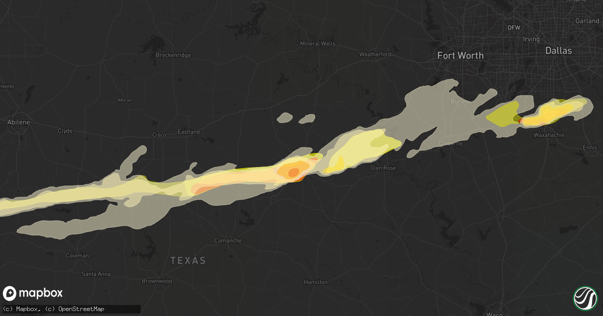 Hail map in Stephenville, TX on April 24, 2015