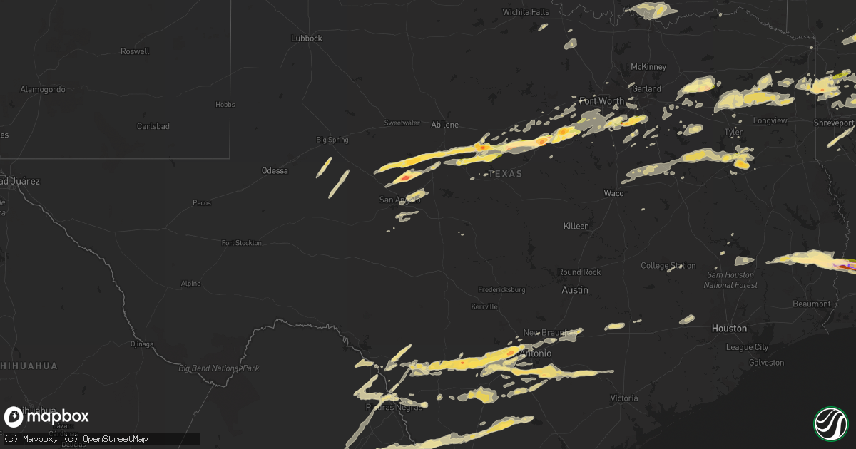 Hail map in Texas on April 24, 2015