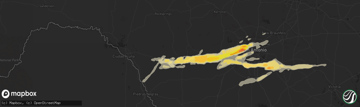 Hail map in Uvalde, TX on April 24, 2015