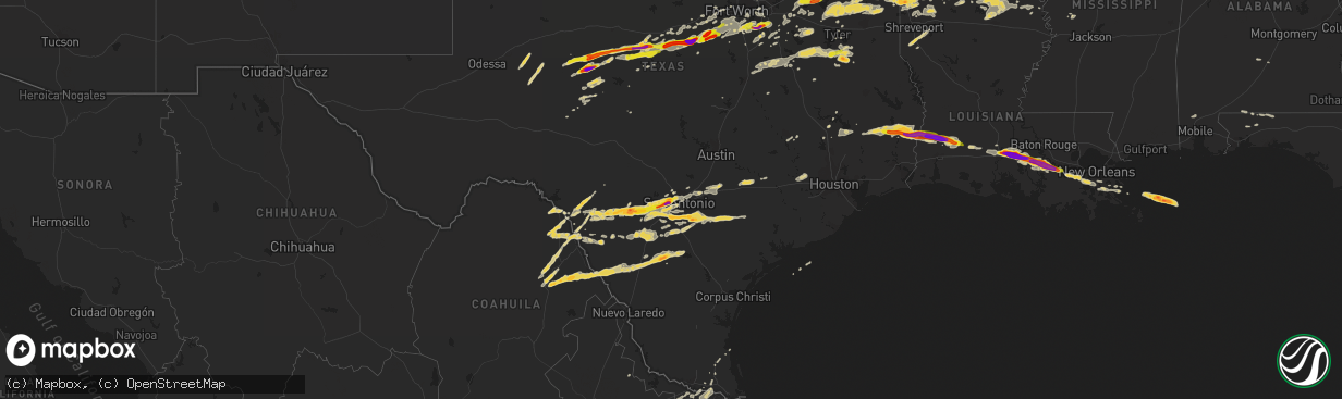 Hail map on April 24, 2015