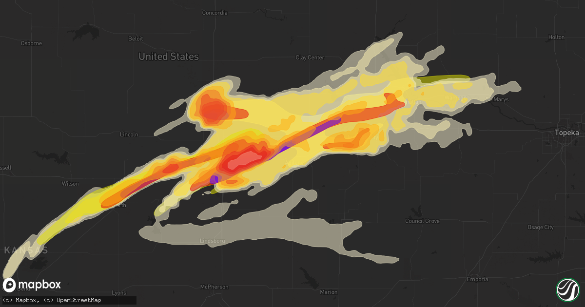 Hail map in Abilene, KS on April 24, 2016