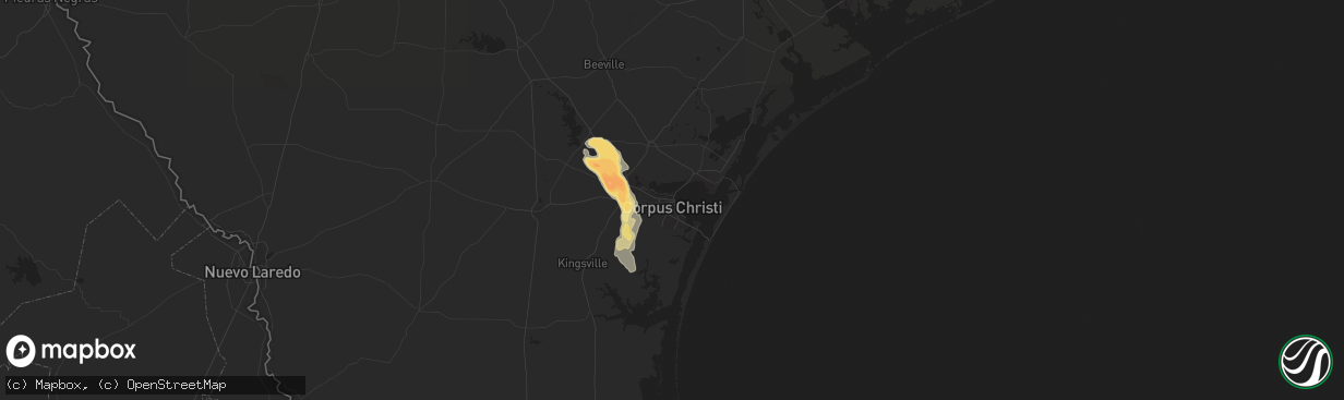 Hail map in Corpus Christi, TX on April 24, 2016