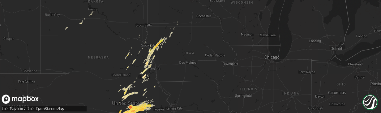 Hail map in Iowa on April 24, 2016