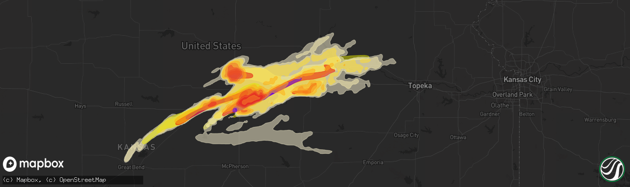 Hail map in Junction City, KS on April 24, 2016