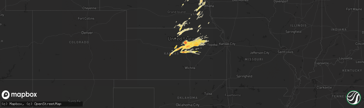 Hail map in Kansas on April 24, 2016