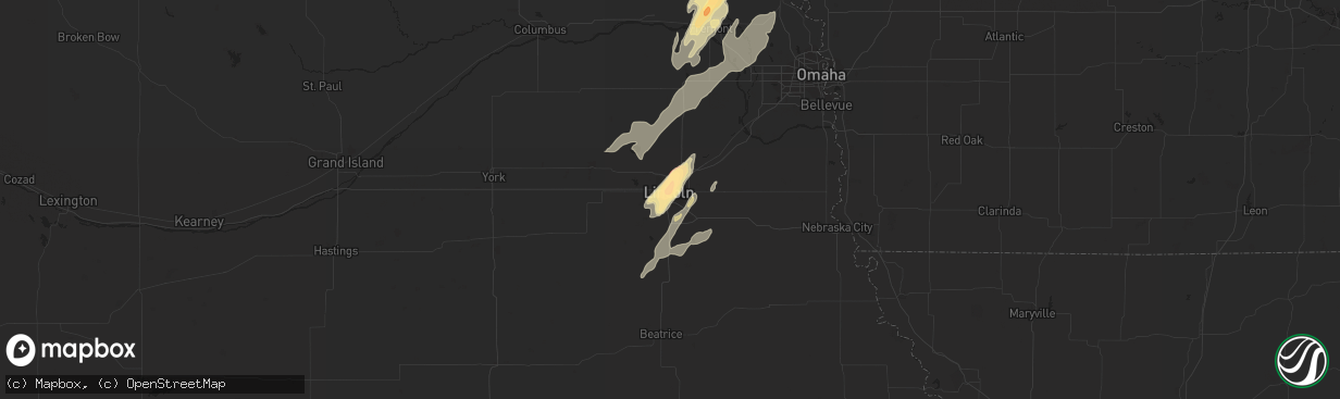 Hail map in Lincoln, NE on April 24, 2016