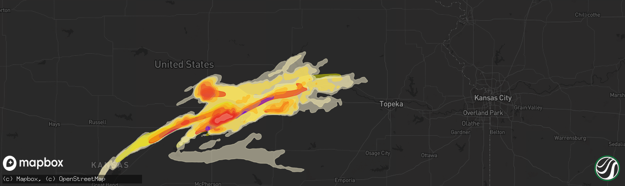 Hail map in Manhattan, KS on April 24, 2016