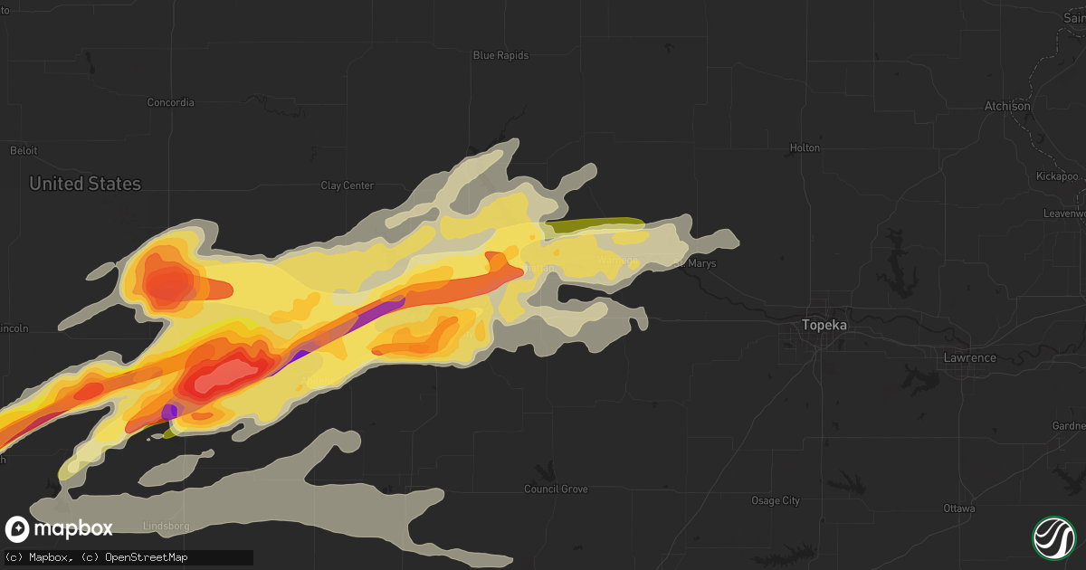 Hail map in Manhattan, KS on April 24, 2016