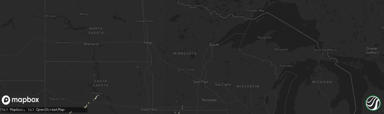 Hail map in Minnesota on April 24, 2016