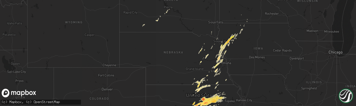 Hail map in Nebraska on April 24, 2016