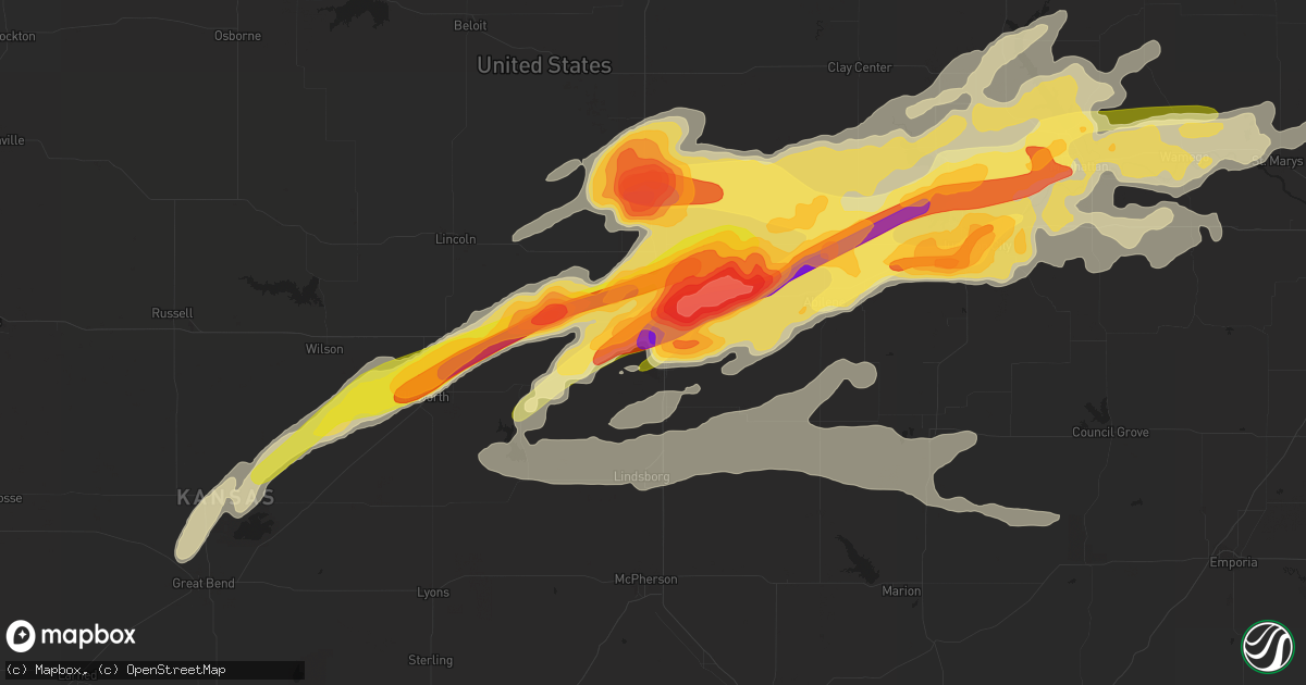 Hail map in Salina, KS on April 24, 2016