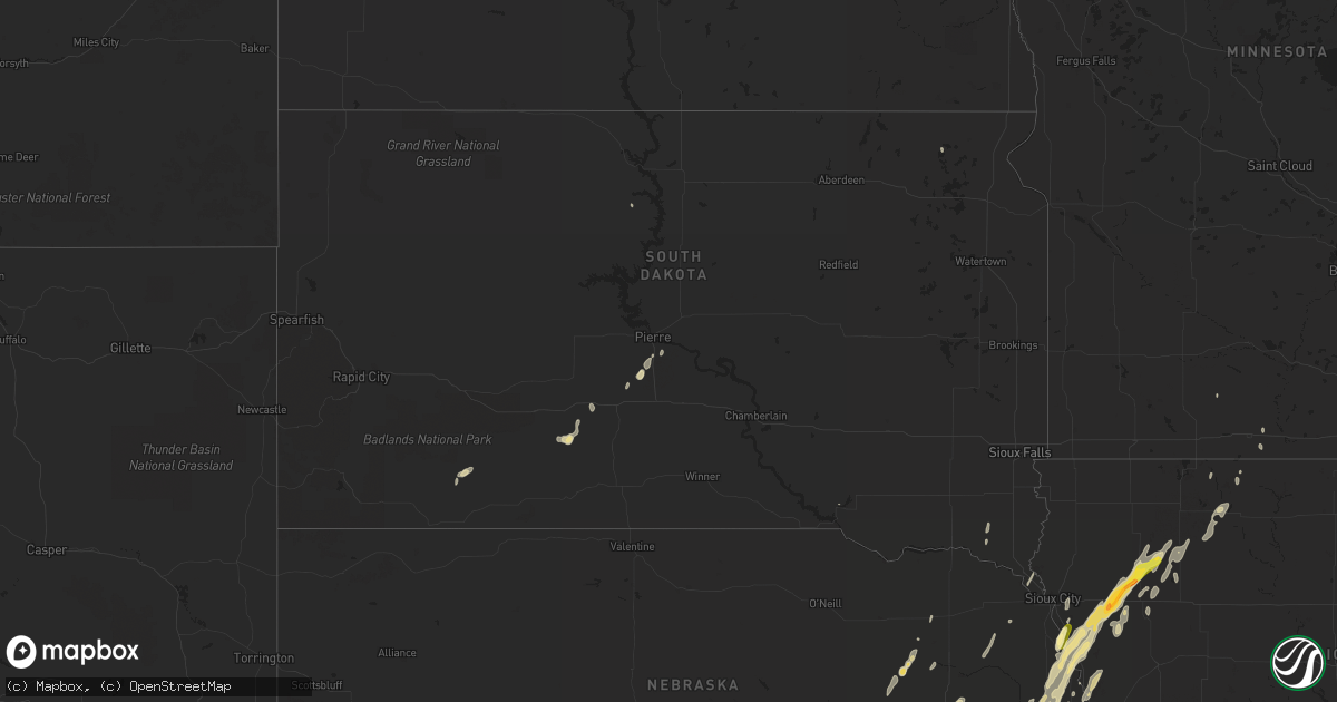 Hail map in South Dakota on April 24, 2016