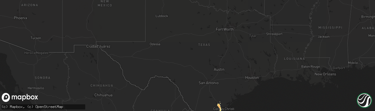 Hail map in Texas on April 24, 2016