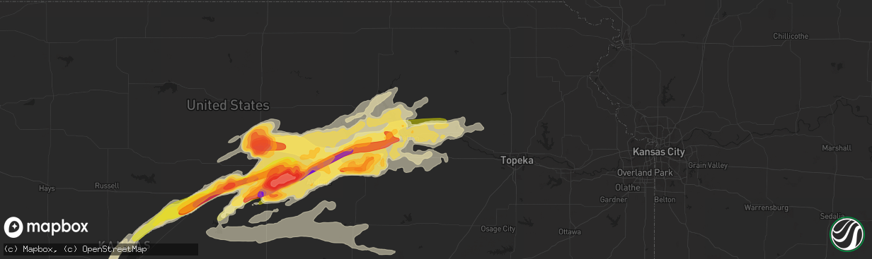 Hail map in Wamego, KS on April 24, 2016