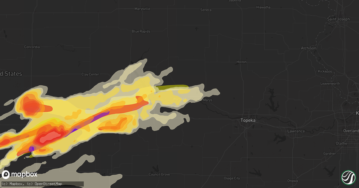 Hail map in Wamego, KS on April 24, 2016