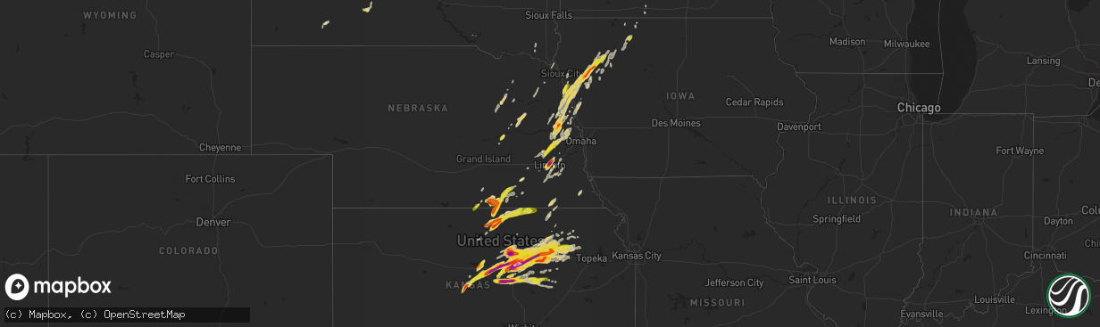 Hail map on April 24, 2016