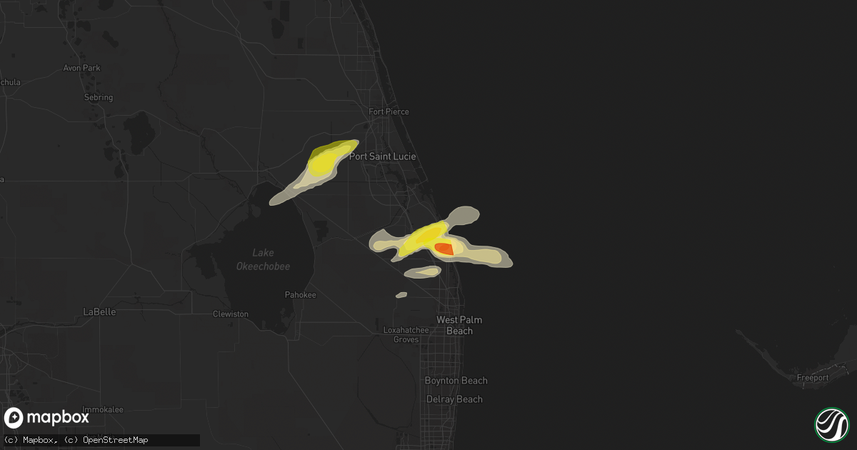 Hail map in Hobe Sound, FL on April 24, 2018