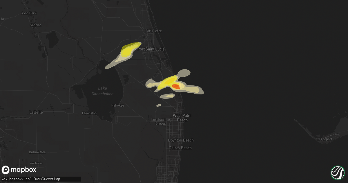 Hail map in Jupiter, FL on April 24, 2018