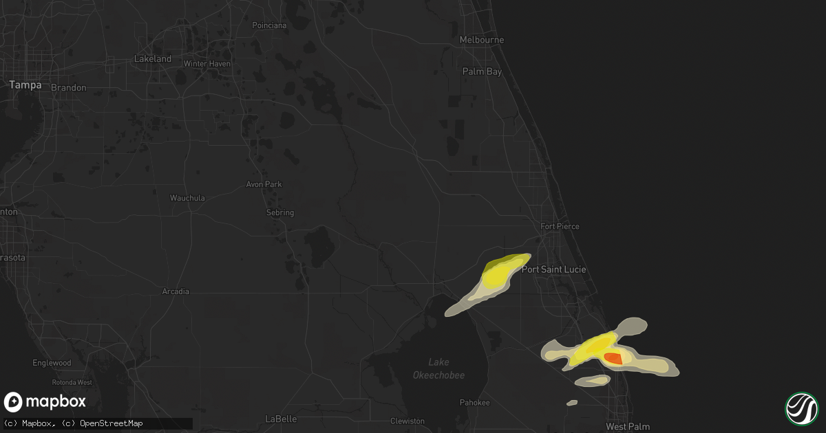 Hail map in Okeechobee, FL on April 24, 2018