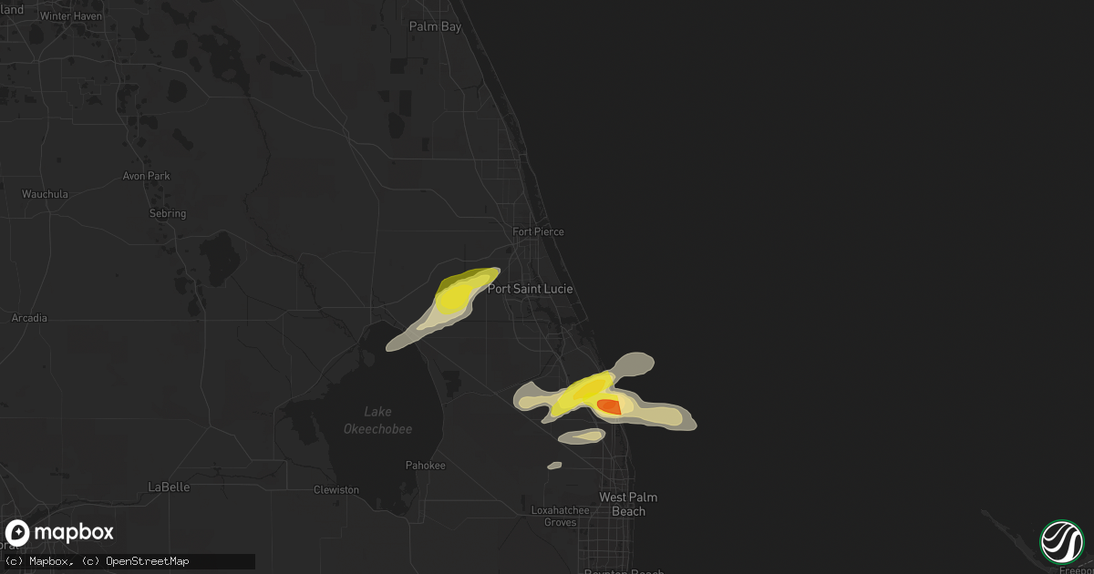 Hail map in Port Saint Lucie, FL on April 24, 2018