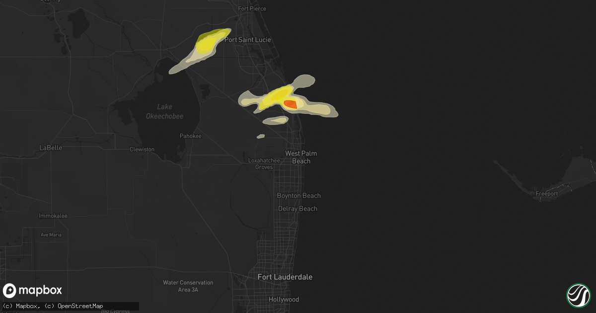 Hail map in West Palm Beach, FL on April 24, 2018