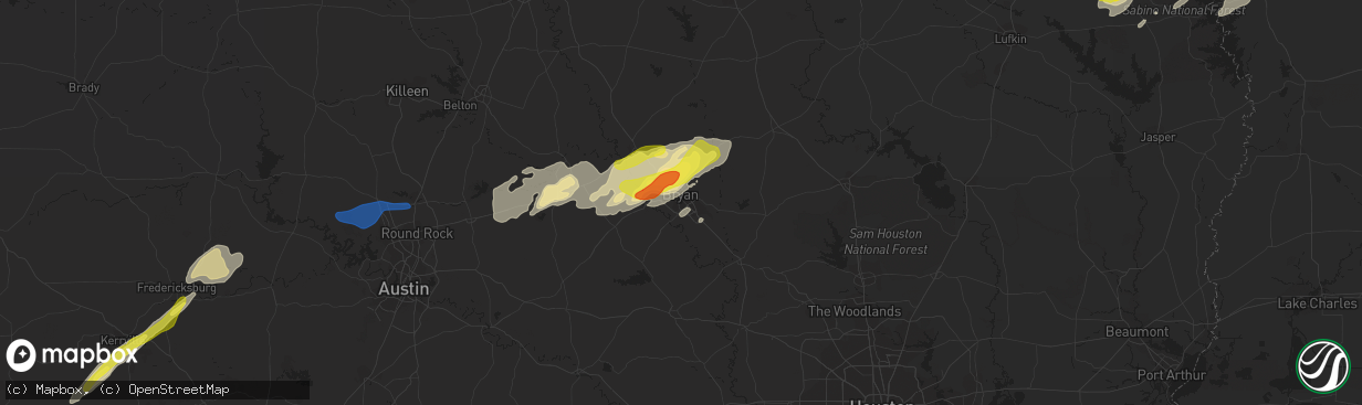 Hail map in Bryan, TX on April 24, 2019