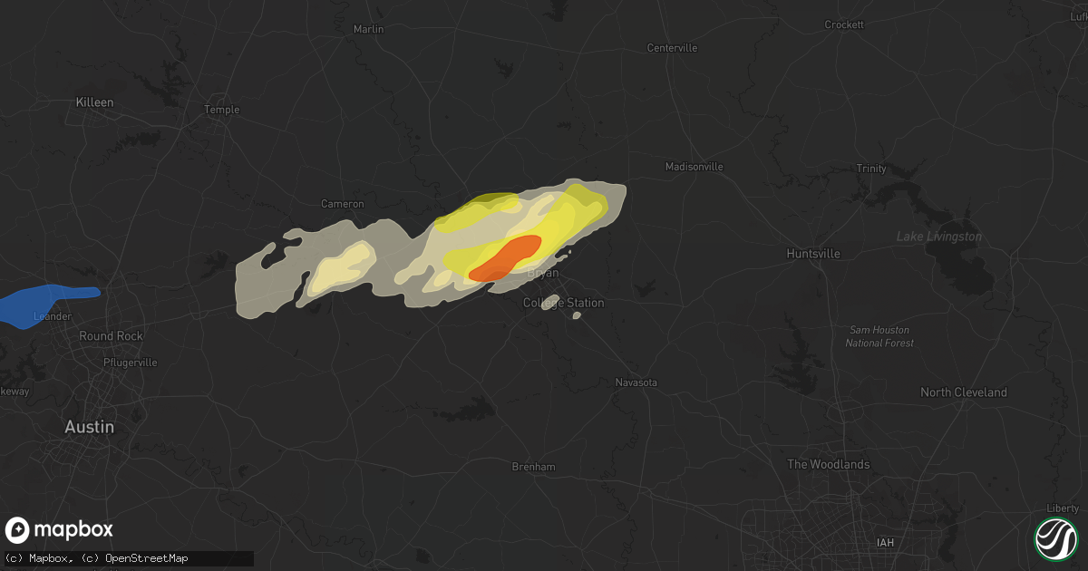 Hail map in Bryan, TX on April 24, 2019