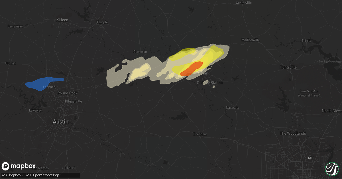 Hail map in Caldwell, TX on April 24, 2019